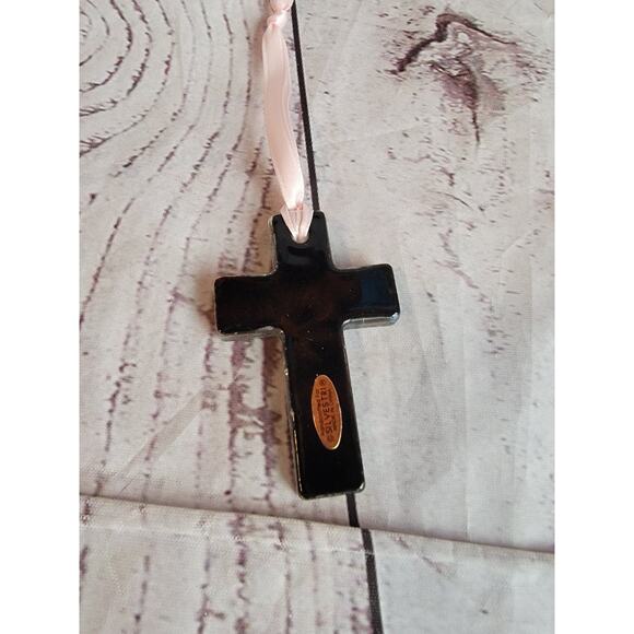 Glass Cross Christmas Ornament Handmade - Picture 4 of 6